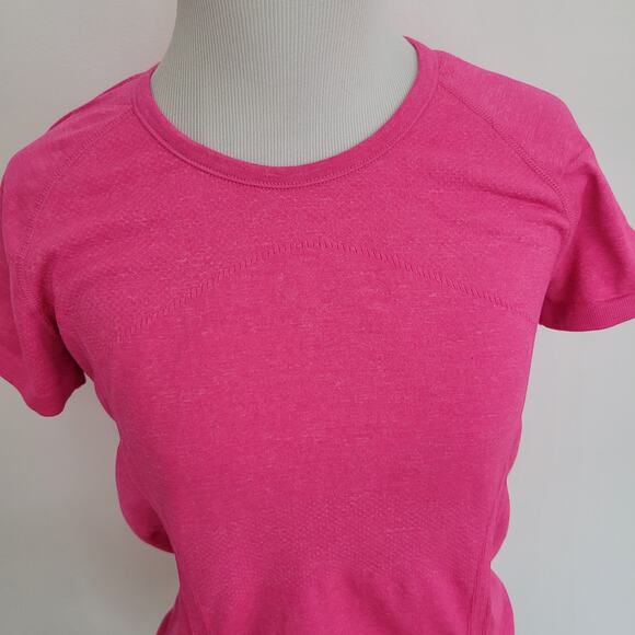 Athleta Fastest Track Short Sleeve Shirt Hot Pink Stretch Running Women Small - Picture 5 of 10